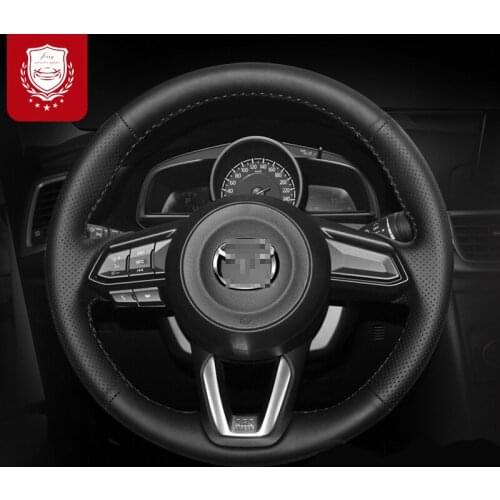 Wear Resisting Leather steering wheel cover hand-sewn grip cover Safe Non-Slip Soft Breathable For Mazda CX-4 CX-5 cx-9