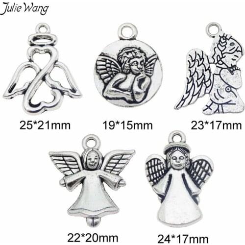Julie Wang 20pcs/pack Sweet Angel Charms Randomly Send Zinc Alloy DIY Cute Baby Women Bracelet Necklace Pendant Accessories