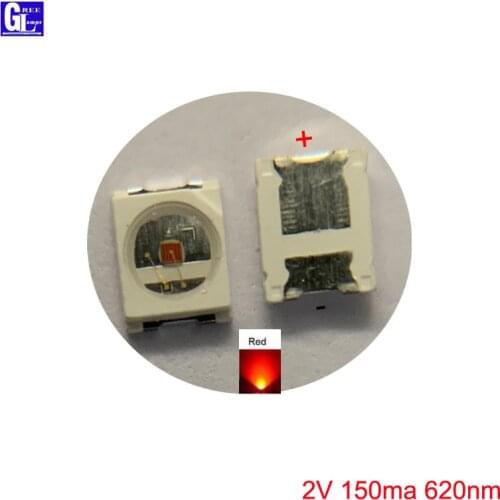 100PCS RED 2835 SMD LED Chip 2V 150ma 18-20lm SMT Surface Mounted Device Bead LED Light Emitting Diode Lamp Electronic Component