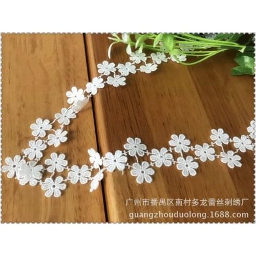 3 Yards Polyester Flower Lace Trim Wedding Embroidered Dress Headwear Diy Handmade Patchwork Ribbon Sewing Supplies Crafts