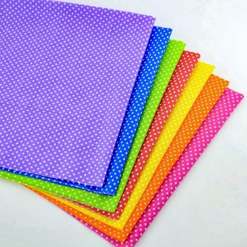 Booksew 100% Cotton Fabric Sewing Toy Different Color Printed Little White Dots 7 PCS/lot Home Textile Fat Quarter Decoration