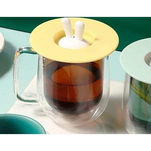 Cute Reusable Cup Lid Silicone Anti-dust Bowl Cover Thermal Insulation Cup Seals Glass Mugs Cover Drinkware Parts Kitchen Cocina