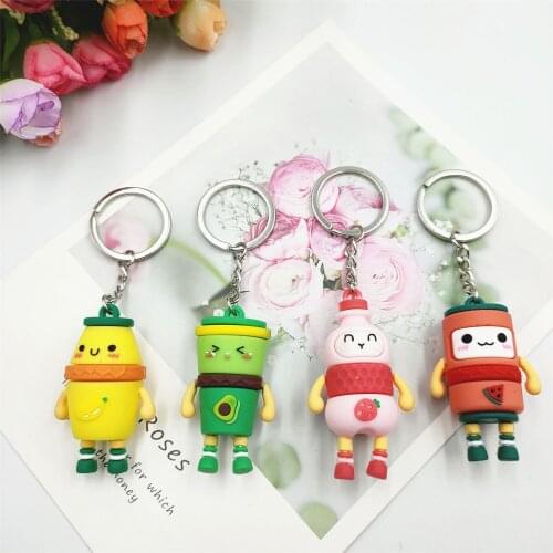 Cartoon milk bottle keychain pendant simulation Korean milk bottle beverage bottle lady bag pendant