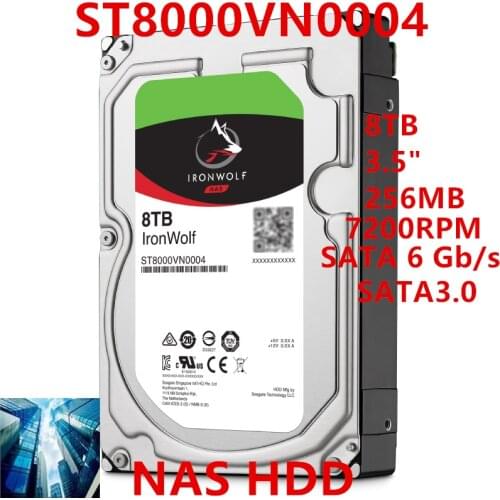 New HDD For Seagate Brand 8TB 3.5" SATA 6 Gb/s 256MB 7200RPM For Internal Hard Drive For Enterprise Class HDD For ST8000VN0004