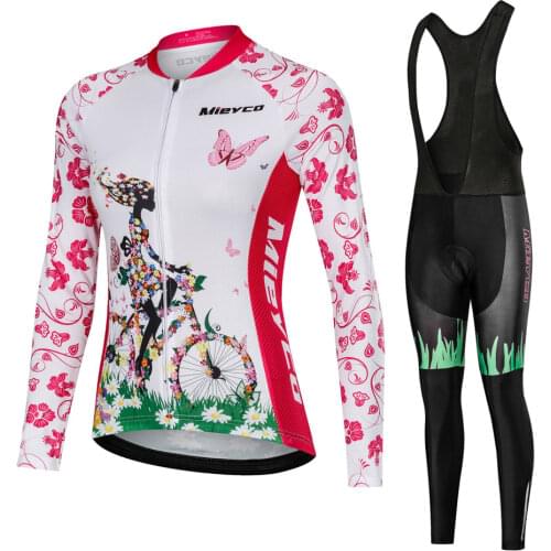 Pro Team Cycling Clothing Women Long Sleeve Bicycle Jersey Set Sport MTB Wear Quick Dry Womens Road Bike Clothes Female Riding