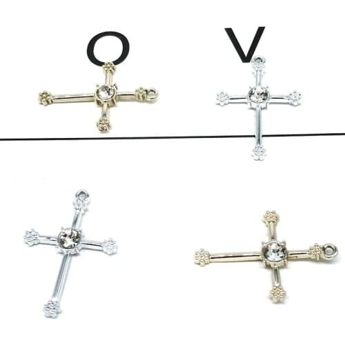 10pcs/lot 33*22mm Rhinestone Cross Charm Alloy Pendant fit necklaces bracelet DIY Fashion Jewelry Accessories YZ246