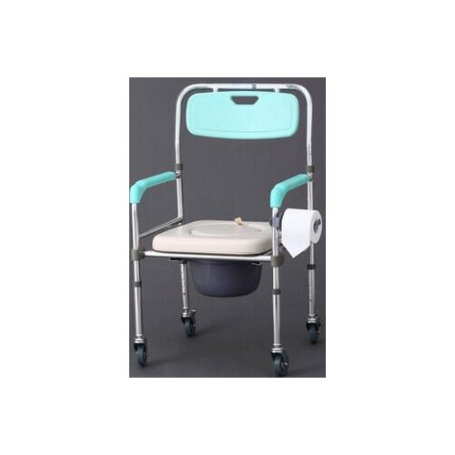 Portable Mobile toilet chairs Height-Adjustable Folding Elderly Seat Commode Chair With wheels