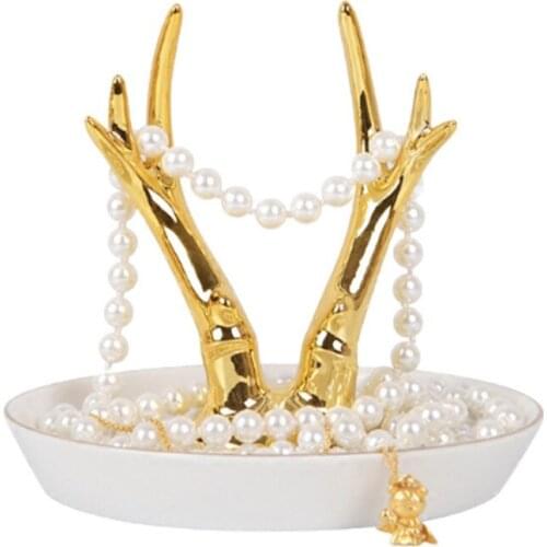 Nordic Style, Simple Jewelry Storage Tray, Golden Ceramic Jewelry Ring Holder Jewelry Holder Home Decoration Plates