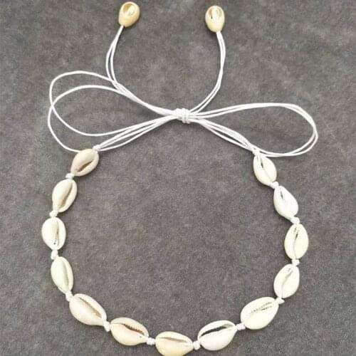 Drop shipping Natural Sea Shell Choker Necklace shell Woven necklace for Woman Summer Beach Girl conch Jewelry