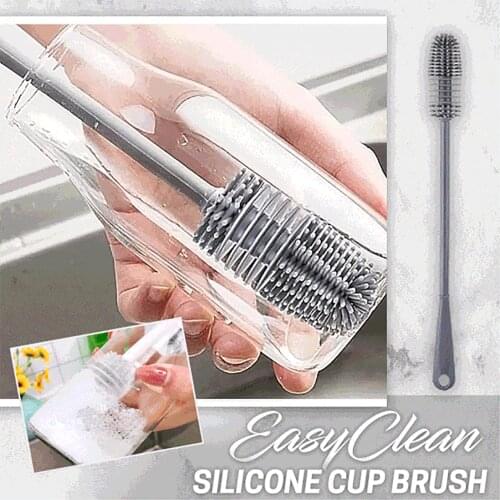 Bottle Brush Cup Scrubbing Silicone Kitchen Cleaner For Washing Cleaning Bottle Brush Handle Cleaning Utensils Brush Glass