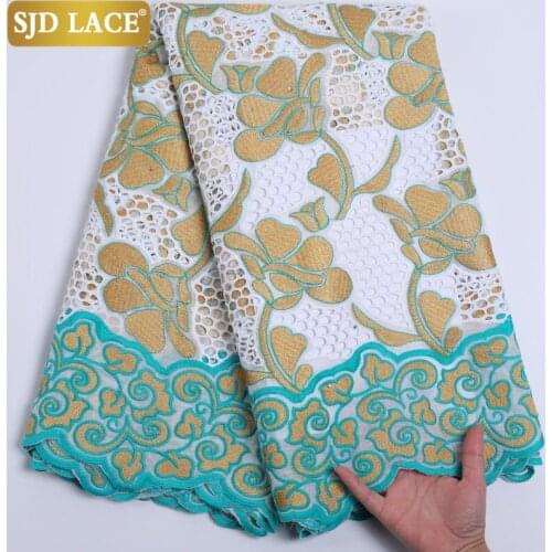 SJD LACE Dubai 100%Cotton Style African Lace Fabric Embroidery High Quality Swiss Voile Lace In Switzerland For Wedding SewA2212