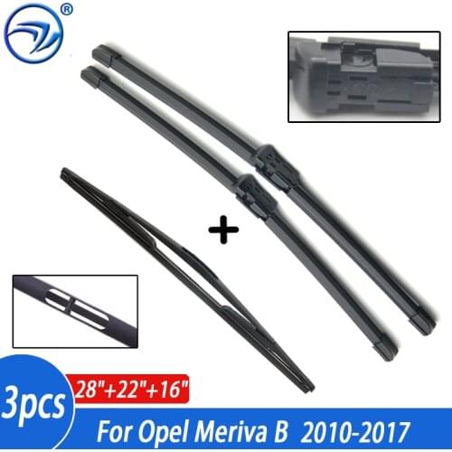 Wiper Front Rear Wiper Blades Set For Opel Meriva B 2010-2017 2016 2015 2014 2013 Windshield Windscreen 28"+22"+16"