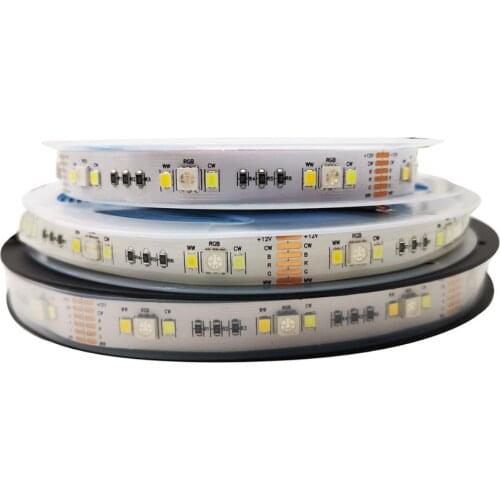 5M 5050+2835 RGB CCT led Strip Light RGB Color Temperature adjustable string RGB+CCT 12V/24V led tape 12MM PCB