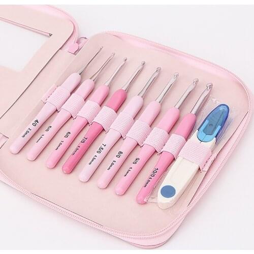 Sweater Needle Knitting Tool New Style Gradient Color Soft Handle Crochet Hook Set of 8 Pcs PU Packaging with Accessories Sewing