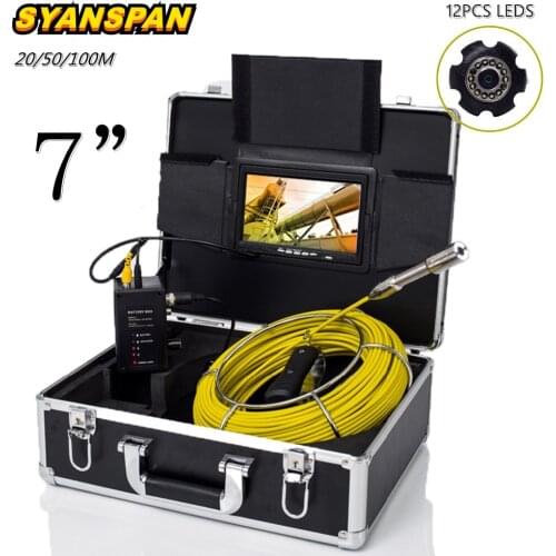 SYANSPAN 7inch Monitor 20/50/100M Pipe Inspection Video Camera,23MM Waterproof Drain Sewer Pipeline Industrial Endoscope Camera