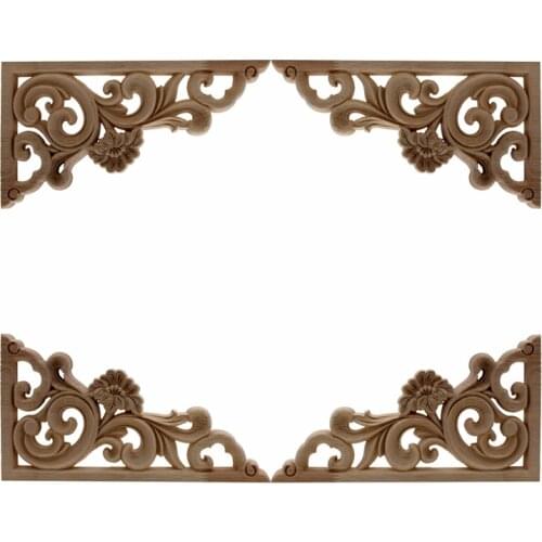 VZLX Exquisite Classic Rubber Carved Applique Retro Furniture Craft Decor Wood Color Home Garden Decoration Accessories Maison