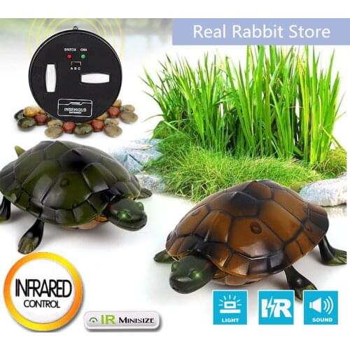 [Funny] Trick electronic pet RC simulation sound & light Tortoise robot model prank toy remote control smart animal kids gift