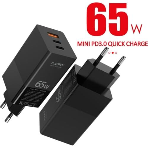 GAN 65W USB C Fast Charger Quick Charge QC4.0 PD3.0 PD USB-C Type C Fast Charger For Switch MacBook Air iPhone12 Samsung Laptop