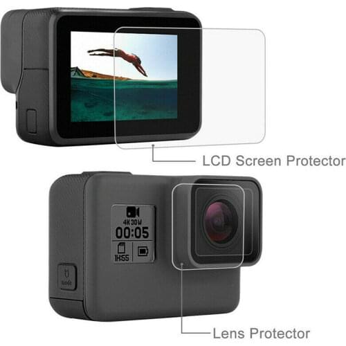 Tempered Glass Screen Protector Cover Case Lens Cap For GoPro Hero 7 6 5 Black Camera LCD Screen Protective Film Top