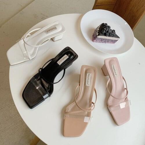 Womens Flip-flops Outside Wear 2021 Summer Slipper Woman Fairy thick Heel High Legged Sandals Woman Summer beach Shoes