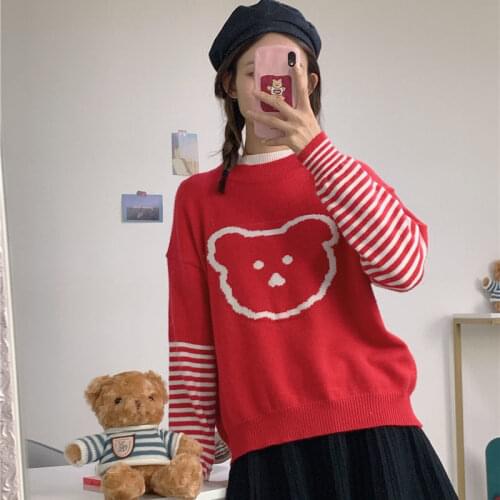Woman Sweaters Pullover Bear Sweater Womens Pullover Loose Winter Long Sleeve Knitwear Outer Wear Spring Femme Chandails