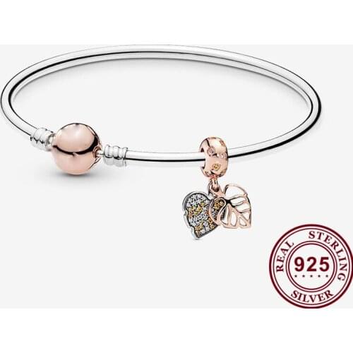 2020 New 925 Pure Silver Glittering Leaf Pan Bracelet For Women Wedding Party Gift Fashion Jewelry