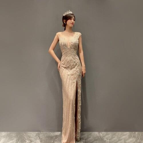 Celebrity sexy mermaid dresses Beaded Evening Dresses 2021 New style Formal dress Light luxury tulle