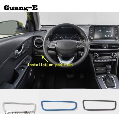 For Hyundai Kona Encino Kauai 2017 2018 2019 2020 2021 Car Sticker Cover Front Head Switch Trim Frame Lamp Button Hoods 1pcs