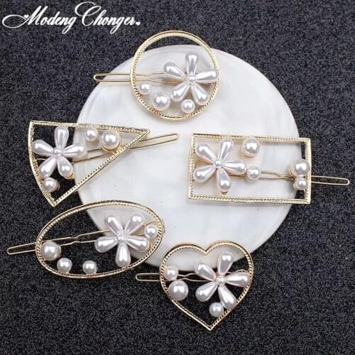 1 PCS Pearl Barrettes Geometric Women Hair Clip Fashion Hair Pins Gift Hairgrips Girls Ladies Jewelry Hair Accessories Hot Sales