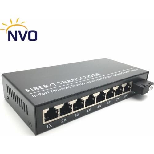 10/100/1000Mbps fiber port+8 RJ-45 port SFP switch Fibre Optic Media Converter 20KM1000M Optical Converter For Security Center