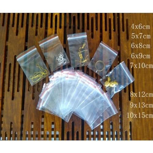 100pcs/lot Small Zip Lock Transparent Self Sealing Plastic Bags Gift Jewelry Packaging bags Poly Opp Bag Plastic Bags with zip