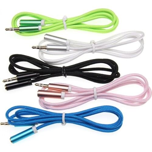 3.5mm Braid Frosted AUX Cables Headphone Extension Cable Jack Male To Female for Computer Extender Cord Audio Cables 500pcs/lot