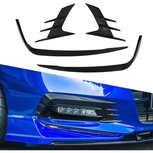 4Pcs Gloss Black Car Front Bumper Fog Light Lamp Eyebrow Cover Trim Strip For Honda 10th Accord 2018 2019 2020