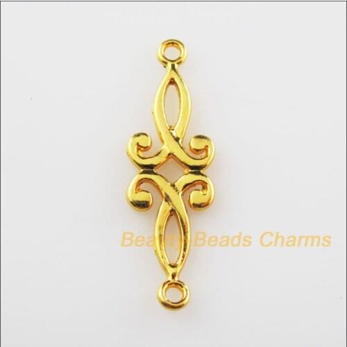 New 45Pcs Gold Color Leaf Clouds 1-1 Circle Charms Connectors 9x29.5mm