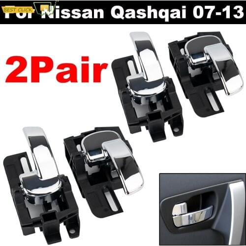 4x Door Handle Interior Inner Chrome Left Right For Nissan Qashqai J10 2007 2008 2009 2010 2011 2012 2013 80670JD00E 80671JD00E