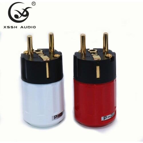 Audio XSSH P-320 C-320 OEM hifi Gold Plated Brass Red Pure Copper Schuko EU US IEC AC power plug Connector for power Cord