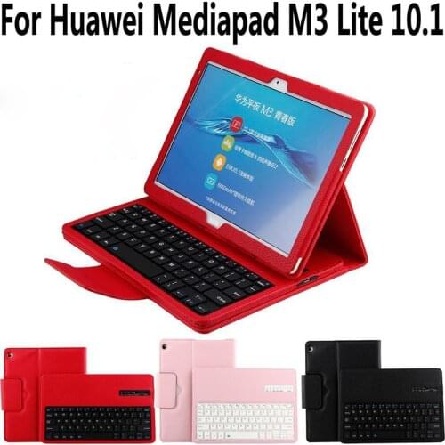 Bluetooth keyboard PU Leather Case For Huawei Mediapad M3 Lite 10 BAH-W09 AL00 10.1 inch Flip Cover Tablet Case Protective Coque