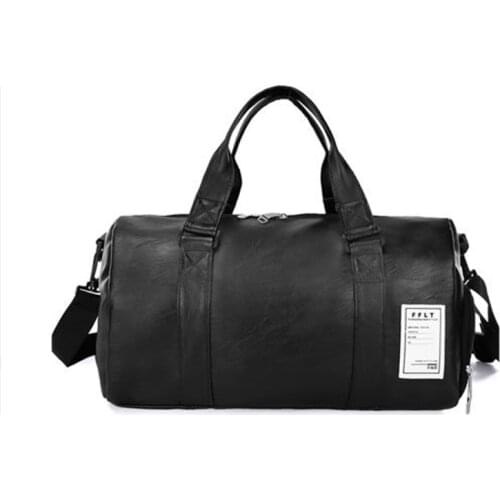 Unisex Fashion High Quality Travel Bag Women Men Black PU Leather Gym Bags Fitness Hand Luggage for Male Travel Duffle Bag 2020