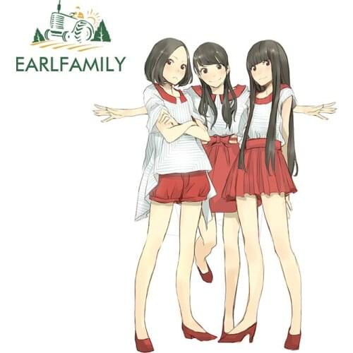 EARLFAMILY 13cm x 10.1cm For Nightcore Anime Cute Car Sticker Waterproof Decal Car Assessoires Trunk Refrigerator DIY Graphics