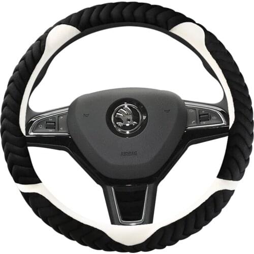 38CM Warm Flannelette Car Steering Wheel Cover for Skoda Octavia A5 A7 RS Octavia 2 3 Combi Auto interior Accessories