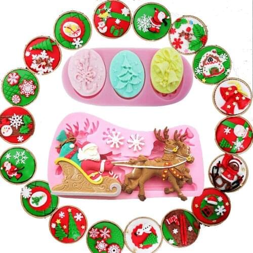 Christmas ornament mold Santa Claus Silicone Cupcake Baking Molds Fondant molds Cake Decorating Tools Chocolate Clay Mould