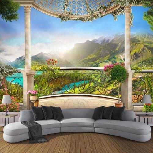 Custom Photo Wallpaper Mural 3D Window Balcony Mountain Scenery Bedroom Living Room Sofa TV Background Wall Painting Home Decor