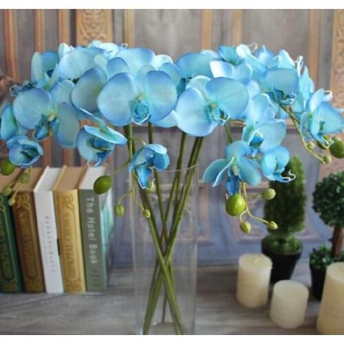 78cm/30.71" Length blue Phalaenopsis silk Butterfly Orchid flower for Christmas Home Ornament Party Decorations supplies