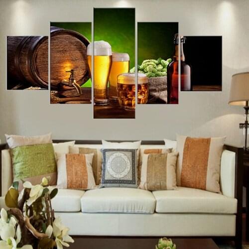 Hd print The beer 5 piece Wallpapers modern Modular Poster art Canvas painting for Living Room Home Decor with frame