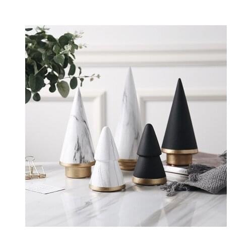 Creative conical marble texture modern Nordic light luxury style decoration vase hotel restaurant soft decoration