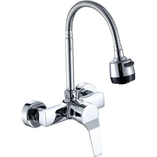 Into the wall kitchen sink sink hot and cold universal rotation concealed taps copper wall mixing water