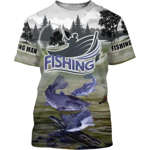 Summer Men t shirt 3D Catfish Fishing Printed T-Shirts Harajuku Casual short Sleeve Tee shirts Unisex Cool t-shirt
