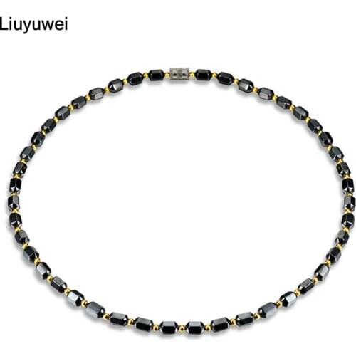 Liuyuwei Health Energy Healing Hematite with Magnetic Therapy of Beads Choker Necklace for Women Jewelry Multifunction Necklace