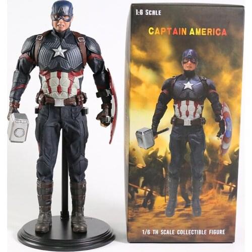 Marvel Avengers Captain America 1/6 Half Shield Thor Hammer PVC Figure Toy Collection Model Statue
