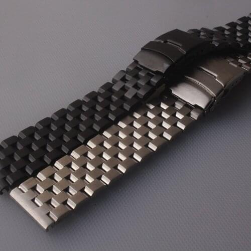 Metal Watch Band 18mm 20mm 24mm 26MM Stainless Steel Diving Wristwatches strap Safety buckle fodling deployment Silver Black new